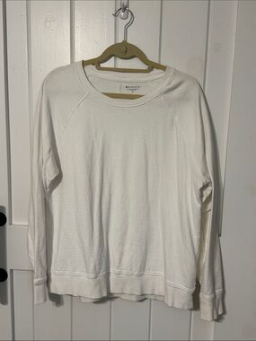 Athleta White Terry Long-Sleeve Crewneck Pullover Sweatshirt LONG TALL large